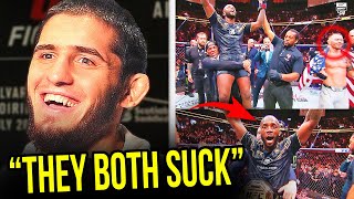 ISLAM MAKHACHEV REACTS TO LEON EDWARDS VS COLBY COVINGTON HIGHLIGHTS UFC 296 [upl. by Tiffany]