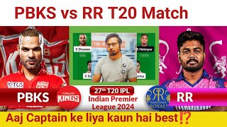 PBKS vs RR PredictionPBKS vs RR TeamPunjab vs Rajastha IPL 27TH T20 Match [upl. by Gabrielli516]