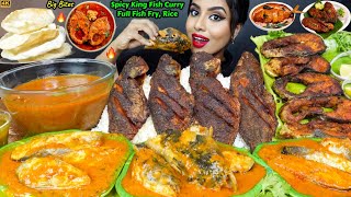 ASMR Eating Spicy Full Fish FryKing Fish Curry MasalaRicePapad Food Big Bites ASMR Eating Mukbang [upl. by Inahpets]