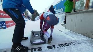 IBSF  Mens Skeleton World Cup 20132014  St Moritz Heat 1 Race 1 [upl. by Anilahs]