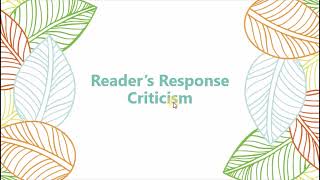 Reader Response Theory  Literary Criticism [upl. by Ylagam]