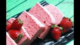 Strawberry Chiffon Cake Recipe  Bakealishcom [upl. by Jaqitsch]