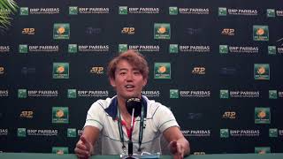 Yoshihito Nishioka First Round Press Conference 2021 BNP Paribas Open [upl. by Assirrak]