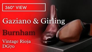 Gaziano amp Girling  Burnham Chelsea Boot  360° View  Single Oak bark Sole [upl. by Auqinat]