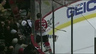 Bollig sends Pardy through the glass on hit [upl. by Strep]