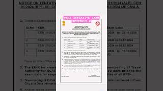 RRB TENTATIVE EXAM SCHEDULE [upl. by Ert]