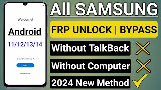 Samsung FRP Bypass 2024Android 1314 New Security 2024Frp Lock Removal Samsung  Bypass Frp [upl. by Ludba696]