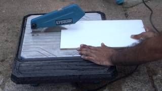 Demonstration of cutting a tile with a Erbauer ERB337TCB 750W Tile Saw 230V [upl. by Katuscha43]