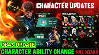 OB43 UPDATE CHARACTER ABILITY CHANGE FULL DETAILS  character ability update in OB43 UPDATE [upl. by Godderd]