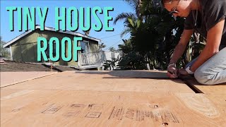 EASY SHEATHING A SLANTED SHED ROOF TINY HOME BUILD [upl. by Alexandra695]