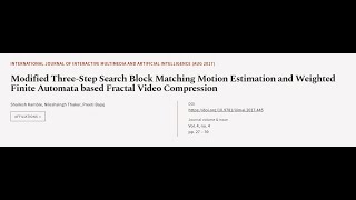 Modified ThreeStep Search Block Matching Motion Estimation and Weighted Finite Autom  RTCLTV [upl. by Hollis]