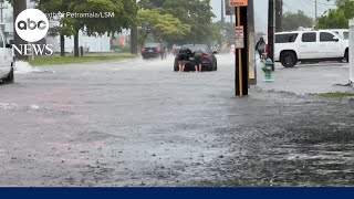 Heavy rain flash flooding pose safety threat in South Florida [upl. by Ydnas]