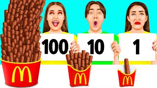 100 Layers of Food Challenge  Funny Food Situations by HAHANOM Challenge [upl. by Essile]