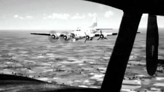 B17 of the 457th bomber group flying on two engines ca 1944 [upl. by Hermon568]