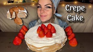 CREPE CAKE MUKBANG Vegan No Talking [upl. by Spohr]