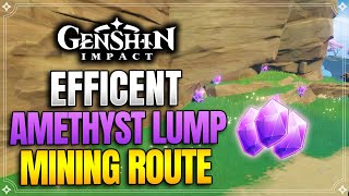 Efficient Amethyst Lump Mining Route  90 Amethyst Lump per run 【Genshin Impact】 [upl. by Elleuqram]