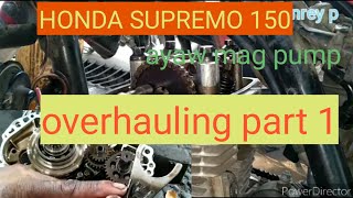 HONDA SUPREMO 150 OVERHAULING PART 1 DI NAPUMP ANG LANGIS [upl. by Macmahon705]