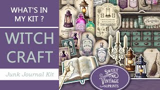 Witchcraft Junk Journal  Whats In My Kit  Junk Journal Printables from Sweet Vintage Prints [upl. by Gavrah]