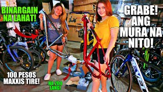 NAKU ANG MURA NA NITO GRABE BARGAIN NA LAHAT 100 PESOS MAXXIS TIRE AT ROAD BIKE MAS MURA PA [upl. by Oznerol]