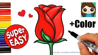 How to Draw  Color a Rose Super EASY Realistic [upl. by Eceinhoj889]