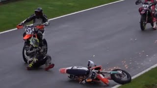 British Supermoto Cadwell Park 2022  Crashes sound and lots of wheelies [upl. by Enerod]