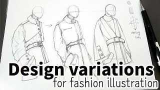 How to draw coat design variations for fashion illustrations패션일러스트를 위한 디자인 변형 [upl. by Yorgen]