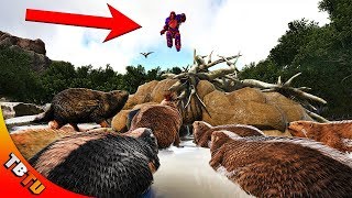 RAIDING BEAVER DAMS AND GETTING ATTACK FROM THE SKY Ark Ragnarok NPC Bush People E5 [upl. by Einnaf]