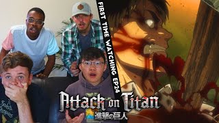 JUST GET IN THE TITAN EREN NonAnime Watchers React to Attack on Titan  01x24 [upl. by Gridley]