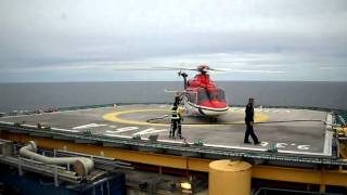 Helicopter landing refuelling and take off at production platform A6A [upl. by Annaoy748]