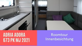 Adria Adora 673PK MJ21 room tour Tandemachser Familienwohnwagen 2 Türen KinderJugendzimmer [upl. by Burnaby]