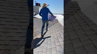 Roofers setting shingles on top of roof🏡 roofing construction homedecor [upl. by Assehc575]