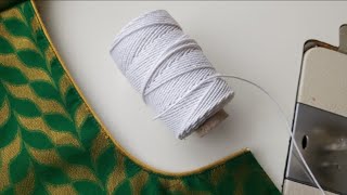 how to make thread piping in blouse neck part3easy method thread piping for beginners by manjulasfd [upl. by Nnylyma]