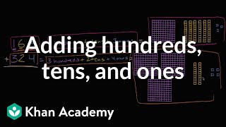 Adding hundreds tens and ones  Addition and subtraction within 100  Early Math  Khan Academy [upl. by Eirol919]