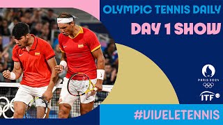 Olympic Tennis Daily – Nadal Alcaraz triumph as a team on a wet day 1 at Paris 2024 [upl. by Indihar]