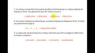 exercice 1  moteur asynchrone triphasé QCM [upl. by Narrad]