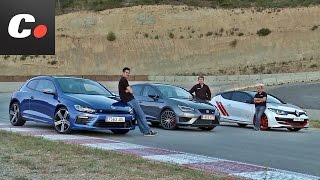 Renault Mégane TrophyR Seat León Cupra Volkswagen Scirocco R  Prueba compactos  cochesnet [upl. by Marco]