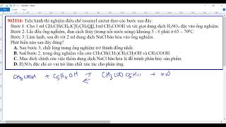 Hoá học 12  Tiến hành thí nghiệm điều chế isoamyl axetat theo các bước sau đây [upl. by Namqul]