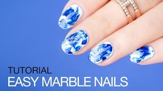 How To Do Marble Nails The Easy Way  SoNailicious [upl. by Adnilev]