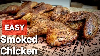 Texas Smoked Chicken Recipe  Crispy Skin Smoked Chicken Easy [upl. by Newhall]