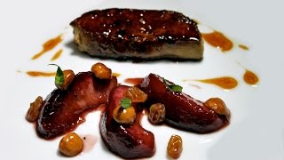 2 Michelin starred chef Olivier Limousins Foie Gras with Peaches and Hazelnuts [upl. by Eatnahc]