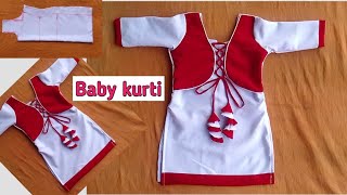 Baby kurti cutting and stitching 23 years Baby  सूट के बचे हुए कपड़े से Baby के लिए प्यारी कुर्ती [upl. by Yrrag]