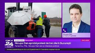 Studio politic Protest în București cu fermieri și transportatori aprobat de Nicușor Dan [upl. by Hillie]