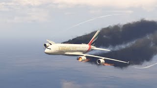 Airbus A380 Biggest Passenger Plane Crashed Due to Engine Failed In Sea  GTA 5 Live Streaming [upl. by Saihttam]