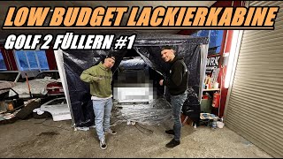 LOW BUDGET LACKIERKABINE SELBER BAUEN  GOLF 2 FÜLLERN 1 [upl. by Hum]