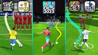 DLS 23 vs eFootball 23 vs Total Football vs Vive Le vs FIFA Mobile World Cup  Realistic Freekick [upl. by Mirabelle557]