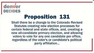 Prop 131  Allcandidate primary ranked choice voting  Denver Decides [upl. by Laurentium]