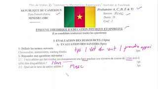 PROBATOIRE 2020 CAMEROUN Epreuve Théorique d’Education Physique et Sportive Corrigé avec Astuces [upl. by Herman]