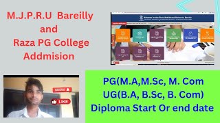 Ma MCom MSc form start amp End Date  M J P R U BAREILLY AND GOVT RAZA PG COLLEGE RAMPUR [upl. by Retsev]