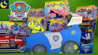 LOTS of Paw Patrol THE MOVIE Toys Lookout Tower Firetruck Liberty Mega Bloks Micro Movers DIY Craft [upl. by Gibb705]