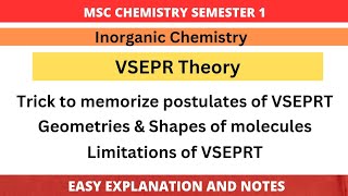 VSEPR Theory  Geometries amp Shapes of molecules  Limitations of VSEPR Theory MSc 1 sem chemistry [upl. by Vashtee]